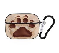Custodia protettiva antiurto per auricolari con stampa di zampe di cane, con moschettone, anti-caduta, custodia per auricolari per Airpods Pro di seconda generazione, nero