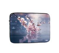 Custodia protettiva antiurto per computer portatile con fiori di ciliegio nell'acqua, borsa per il trasporto di tablet da 13 pollici, nera, 13 pollici