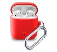 Cellularline Bounce - AirPods 1&2 Custodia per AirPods in silicone soft-touch con gancio Rosso