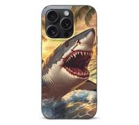 Custodia protettiva Big Shark Beach compatibile con iPhone 15/Plus/Pro/Pro Max, custodia antiurto per cellulare
