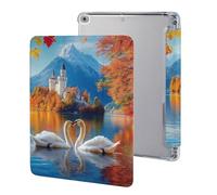 Custodia protettiva carina con paesaggio del lago dei cigni, compatibile con iPad 2017/2018/Air1/Air2 (9,7 pollici), custodia per tablet a tre ante antiscivolo