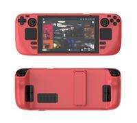 Custodia protettiva colorata Adatto per Steam deck Materiale PC Custodia protettiva a copertura totale con supporto Sensazione di pelle-amichevole Accessori per console di gioco (Red)