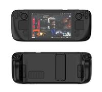 Custodia protettiva colorata Adatto per Steam deck Materiale PC Custodia protettiva a copertura totale con supporto Sensazione di pelle-amichevole Accessori per console di gioco (black)