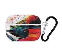 Custodia protettiva colorata per AirPods Pro con tastiera di pianoforte e musica, con anello portachiavi, custodia protettiva rigida per AirPods Pro di seconda generazione, per donne e uomini, facile