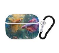 Custodia protettiva colorata per cuffie Betta Fish compatibile con AirPods Pro, custodia rigida protettiva con portachiavi