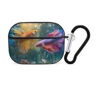 Custodia protettiva colorata per cuffie Betta Fish compatibile con AirPods Pro, custodia rigida protettiva con portachiavi