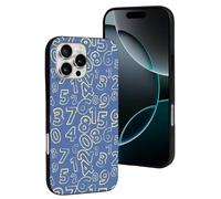Custodia protettiva compatibile con iPhone 16 Pro Max - Custodia protettiva in silicone con numeri matematici blu alla moda, compatibile con iPhone 16 Pro Max, per donne e uomini