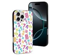 Custodia protettiva compatibile con iPhone 16 Pro Max - Custodia protettiva in silicone morbido e alla moda con numeri colorati matematici, compatibile con iPhone 16 Pro Max, per donne e uomini