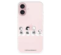 Custodia protettiva compatibile con iPhone 16, ufficialmente di Peanuts con personaggi Peanuts, per proteggere il tuo telefono cellulare. Cover flessibile trasparente in silicone con licenza ufficiale