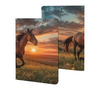 Custodia protettiva con cavallo che corre sull'erba, compatibile con iPad 2019/2020/2021 (10,2 pollici), custodia protettiva con funzione sleep/wake