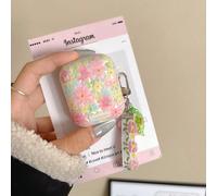 Custodia protettiva con decorazione floreale compatibile con Apple 4th Gen, design carino a tema primaverile, cover per modelli 1/2/Pro, con accessorio pendente, adatta per nuovi auricolari Bluetooth