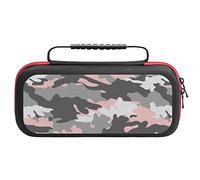 Custodia protettiva da viaggio con motivo mimetico rosa e grigio, divertente, per console di commutazione e accessori, 25 x 11,4 x 5 cm, Stile:, Taglia unica