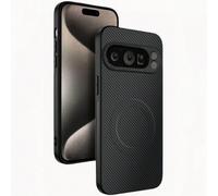 Custodia protettiva di lusso per telefono, compatibile con Pixel 10 9 Pro XL 8 7 6 Pro 9A 8A 7A 6A 5G, ricarica senza fili magnetica, in fibra di carbonio imitazione, colore tinta unita con strisce, m