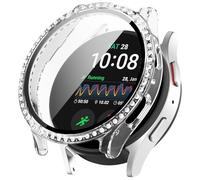 Custodia protettiva diamantata compatibile con Samsung Galaxy Watch 7 da 40 mm, cover rigida in policarbonato con protezione per lo schermo in vetro temperato (trasparente)