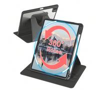 Custodia protettiva girevole a 360 gradi con slot per matita, compatibile con iPad - Nero iPad Air 2013(9.7-inch),iPad Air2 2014(9.7-inch),iPad Mini4 2015(7.9-inch),New Ipad 9.7-Inch 2017,IPad 9.7-Inc
