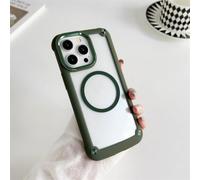 Custodia protettiva ibrida trasparente Bumper Armour per iPhone 16, 14, 11, 12, 13, 15 Pro Max con ricarica wireless (per iPhone 14 Pro Max/verde scuro)
