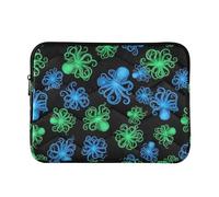 Custodia protettiva imbottita per computer portatile con polpi blu e verde vibrante custodia protettiva per laptop animali universale da viaggio per computer Pro Case 14 pollici Medium