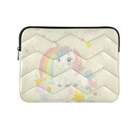 Custodia protettiva impermeabile a 360 gradi per laptop da 13 a 14 pollici in borsa trapuntata con cerniera per adulti unisex - unicorno arcobaleno pastello sognante L