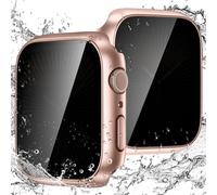 Custodia protettiva impermeabile per Apple Watch, 41 mm, colore: oro rosa | Per Apple Watch Serie 9/8/7 Anti-Spy Pellicola in Vetro Temperato iWatch Cover Sottile Hard PC Case Bumper Anti-Graffio