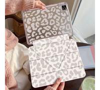 Custodia protettiva in acrilico trasparente con stampa leopardata rosa brillante, reversibile. Compatibile con iPad 11 (2025/10.9)/Air 4/5/6/7 (2025/10.2)/Pro 11/10/9.7/10.5 e Galaxy Tab. Presenta fun