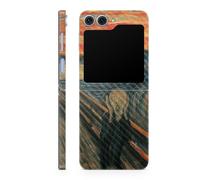 Custodia protettiva in fibra di carbonio compatibile con Samsung Galaxy Z Flip 6 - The Scream - Cover protettiva in vinile 3M di alta qualit - F