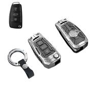 Custodia protettiva in metallo pesante per Audi, portachiavi, accessori per Audi A1 A3 A4 A5 A6 Q3 Q5 Q7 TT S3 R8 (Tpye C-argento)
