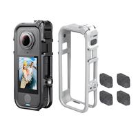 Custodia protettiva in PC per Insta360 X4 Air, custodia protettiva multifunzione con attacco a vite da 1/4 e adattatore a sgancio rapido in spugna antivento per accessori per fotocamera sportiva X4