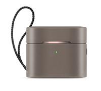 Custodia protettiva in pelle per auricolari wireless, vera pelle anti-caduta, antigraffio con visibilità della luce LED, supporta la ricarica