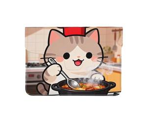 Custodia protettiva in pelle PU per computer portatile da 13 pollici con gatto chef da cucina, custodia protettiva per MacBook, borsa sottile per computer da viaggio quotidiano