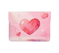 Custodia protettiva in pelle PU per computer portatile, motivo cuore rosa, custodia protettiva per MacBook, borsa sottile per computer da viaggio quotidiano