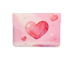 Custodia protettiva in pelle PU per computer portatile, motivo cuore rosa, custodia protettiva per MacBook, borsa sottile per computer da viaggio quotidiano