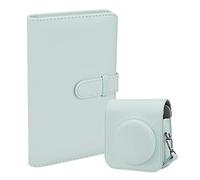 Custodia protettiva in pelle PU per fotocamera istantanea Fujifilm Instax Mini 12 con tracolla regolabile rimovibile, album fotografico con 108 tasche per fotocamera Instax Mini 12 (verde menta)