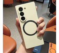 Custodia protettiva in pelle satinata color puro alla moda per Samsung Galaxy Z Fold 7 6 5 4 3 con ricarica wireless magnetica, bianca, per Galaxy Z Fold3 5G