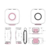 Custodia protettiva in plastica con chiusura di sicurezza l'anello smart per Oura Ring Gen4: custodia protettiva per caricatore, resistente agli urti e alla polvere Custodia con moschetto (Rosa)