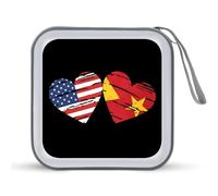 Custodia protettiva in plastica rigida con bandiera della regione Tigray degli Stati Uniti e cuore, divertente, per CD e DVD, con cordino portatile, organizer per 40 CD di casa e auto, Stile:, Taglia