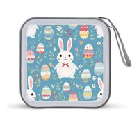 Custodia protettiva in plastica rigida con coniglietto e uova di Pasqua con divertente porta CD e DVD, con cordino portatile, organizer per 40 CD, Stile:, Taglia unica