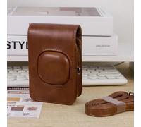 Custodia protettiva in PU per Fujifilm Instax Mini Liplay, retro con cappuccio rimovibile, cinturino regolabile, in pelle PU impermeabile (marrone)