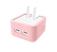 Custodia protettiva in silicone alimentatore per Apple da 35 W con doppia porta USB-C, custodia protettiva antiurto e antipolvere (Rosa)