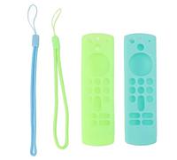 Custodia protettiva in silicone antiscivolo antiurto con cordino per telecomando vocale di terza generazione, confezione da 2, resistente, morbida, delicata sulla pelle, lavabile (verde brillante e