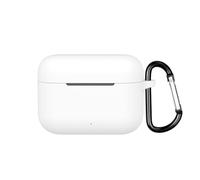 Custodia protettiva in silicone antiurto compatibile con Realme Buds T200 morbida custodia protettiva con moschettone (bianco)