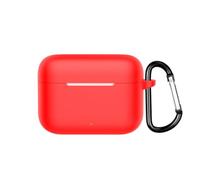 Custodia protettiva in silicone antiurto compatibile con Realme Buds T200 morbida custodia protettiva con moschettone (rosso)