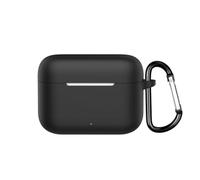 Custodia protettiva in silicone antiurto compatibile con Realme Buds T200, morbida custodia protettiva con moschettone (nero)