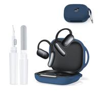 Custodia protettiva in silicone compatibile con cuffie Anker Soundcore AeroFit 2, antiurto e antigraffio, con penna per la pulizia e moschettone, supporta la ricarica wireless (blu scuro)