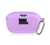 Custodia protettiva in silicone compatibile con JBL Wave Buds/JBL Vibe Buds, custodia protettiva morbida antiurto custodia protettiva per casco con portachiavi (Lilas)