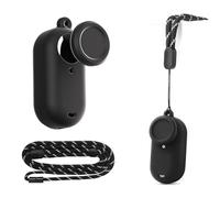 Custodia protettiva in silicone compatibile per Insta360 GO 3S, custodia morbida per action camera con copriobiettivo, cordino da collo (nero)