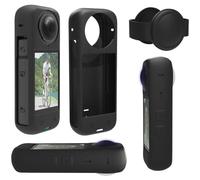 Custodia protettiva in silicone con copriobiettivo compatibile con Insta360 X4, custodia protettiva antigraffio per accessori Insta360 X4, kit di protezione per obiettivo standard Insta360 X4 (nero)