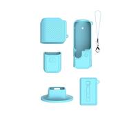 Custodia protettiva in silicone con dock per DJI Osmo Pocket 4-Cover antiurto integrale con copriobiettivo,impugnatura filettata,protezione per lo schermo,cordino e base a sgancio rapido (Blu)