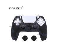 Custodia protettiva in silicone con stampa a trasferimento d'acqua mimetica nera per controller PS5 PlayStation