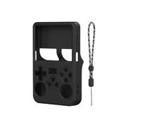 Custodia Protettiva in Silicone - Copertura Morbida Antiscivolo con Laccetto per Polso per ANBERNIC R36S Console Portatile | Antishock & Antigraffio | Protezione Completa (Nero)