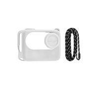 Custodia protettiva in silicone copriobiettivo con cordino da collo compatibile con accessori per fotocamera Insta360 GO 3S (bianco)